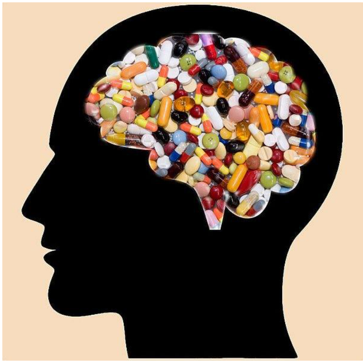 A brain filled with pills